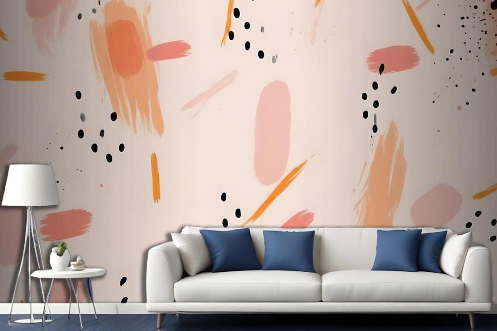 Abstract Background With Various Brush Strokes In Shades Of Wallpaper Mural