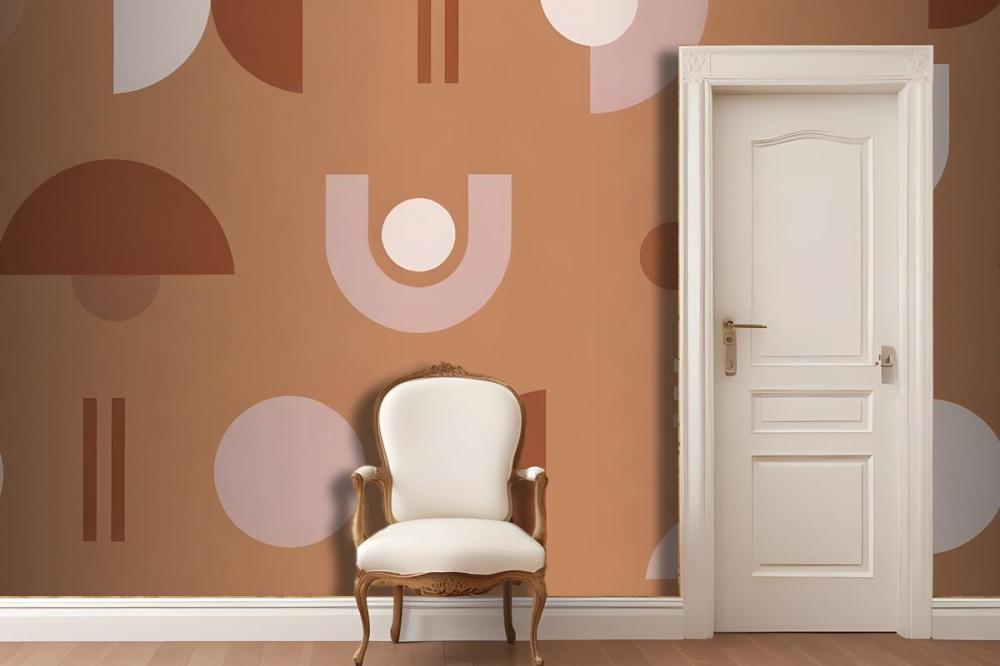 Abstract Geometric Shapes And Patterns In Shades Of Brown Wallpaper Mural