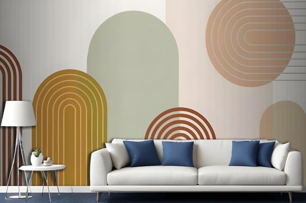 Abstract Geometric Shapes In Earthy Tones Wallpaper Mural