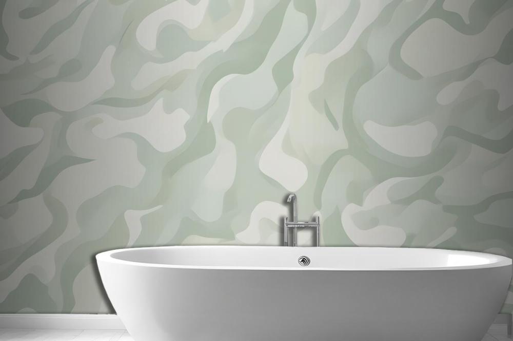 Abstract Modern Botanical Shapes Green Wallpaper Mural
