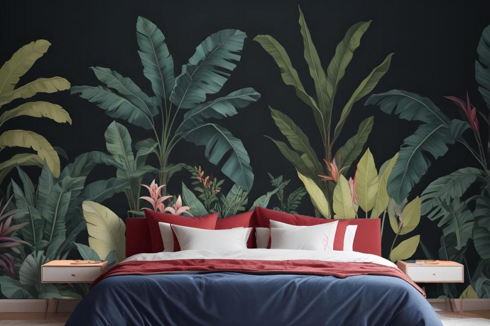 Blue & Green Dark Tropical Wall Mural