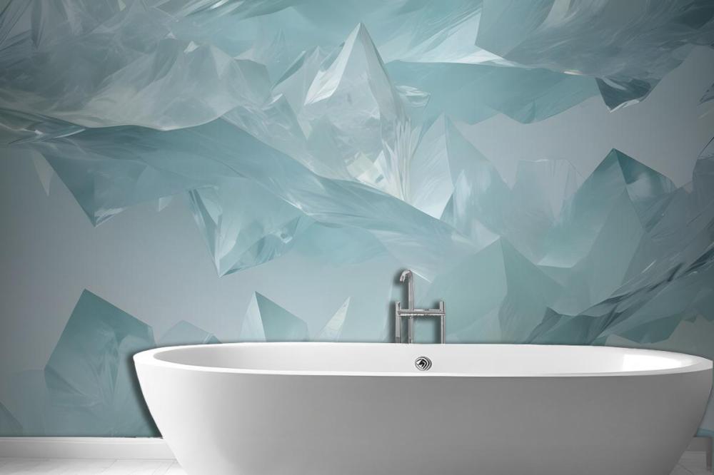 Blue Green Abstract Ocean Painting Wallpaper Mural