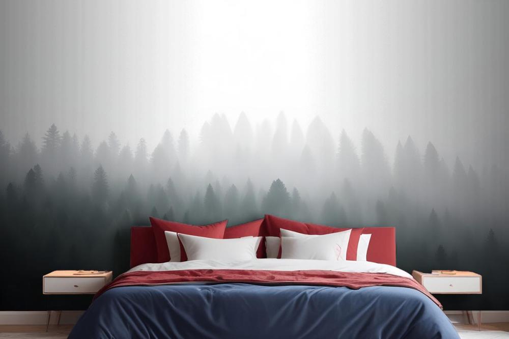 Deep Green Ombre Forest Wallpaper Mural