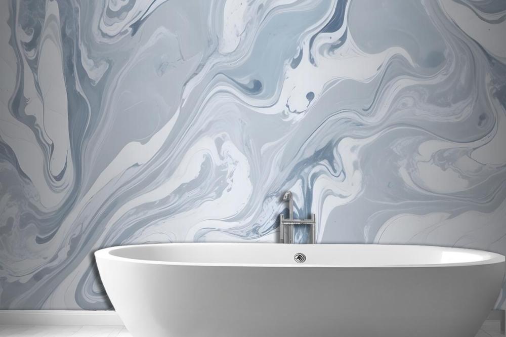 Drift Blue Marbled Wallpaper Mural
