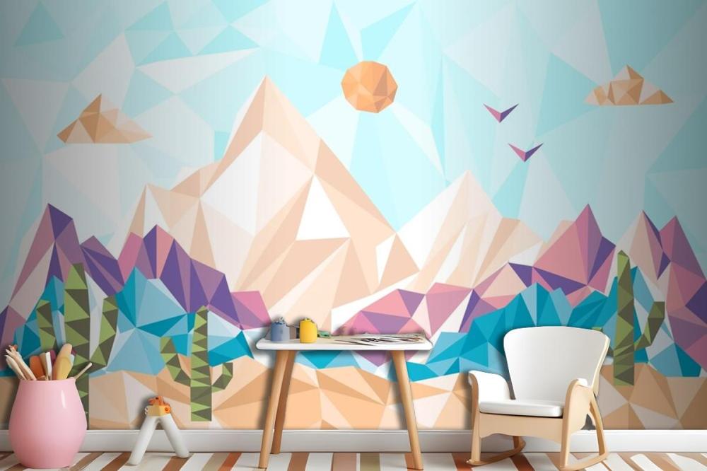 Flat Design Low Poly Landscape Wallpaper Mural
