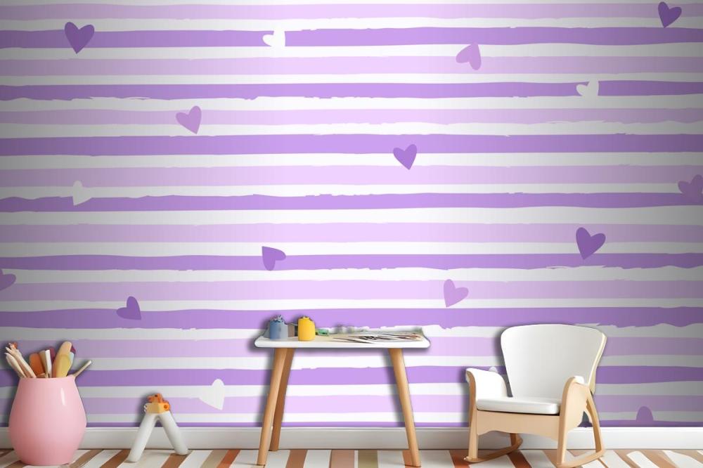 Hand Drawn Purple Striped Background Wallpaper Mural