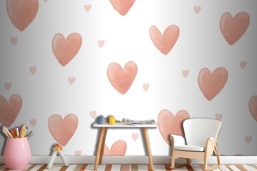 Heart Background Cute Watercolor Wallpaper Mural