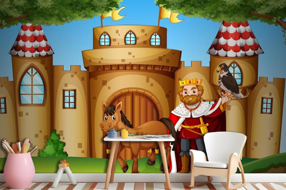 King And Horse At The Castle Wallpaper Mural