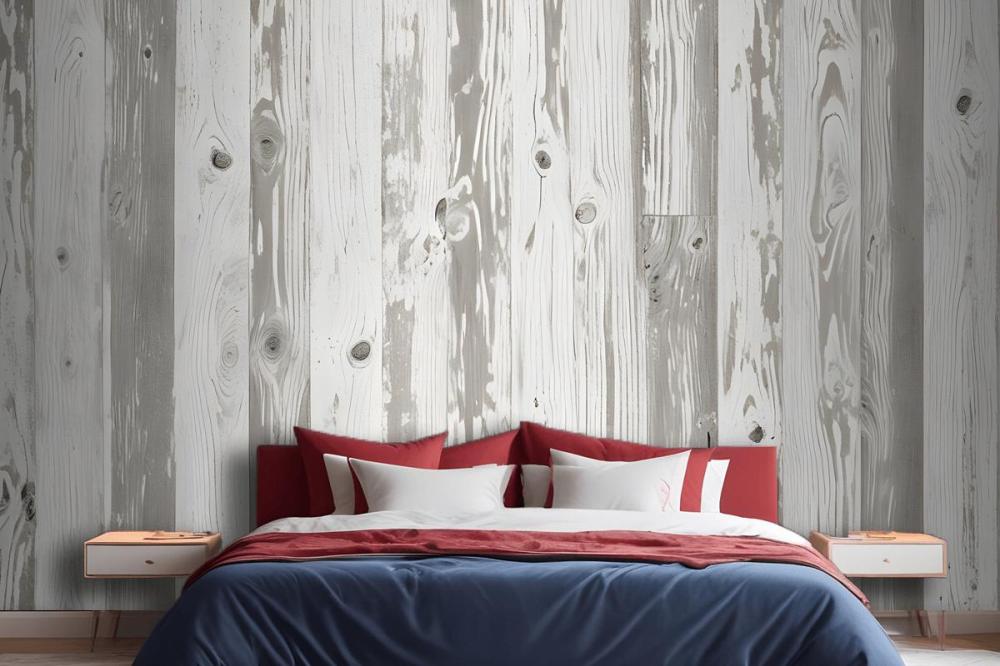 Neutral Printed Wood Panel Effect Wallpaper Mural