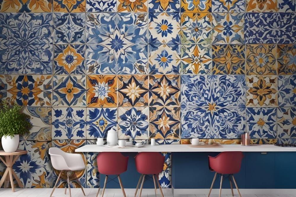 Patterned Tile Wallpaper Mural