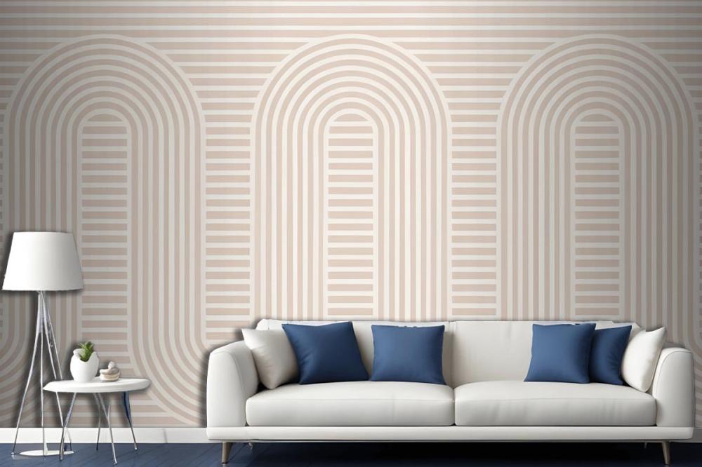 Pink Zen Garden Curves & Stripes Wallpaper Mural