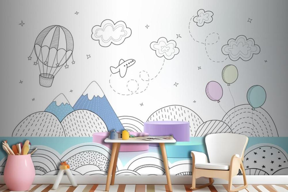 Podium With Hand Drawn Weather Wallpaper Mural