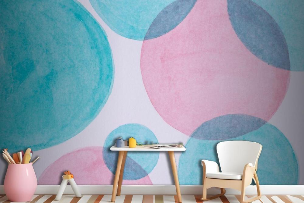 Top View Watercolor Paint On Paper Wallpaper Mural