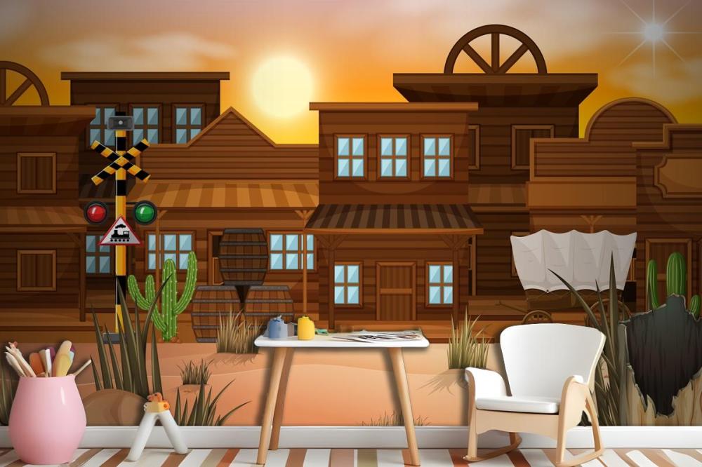 Western Desert Themed Scene In Nature Wallpaper Mural
