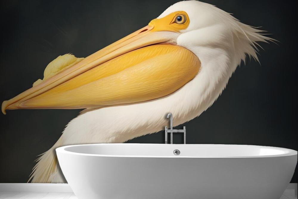 White Pelican Wallpaper Mural