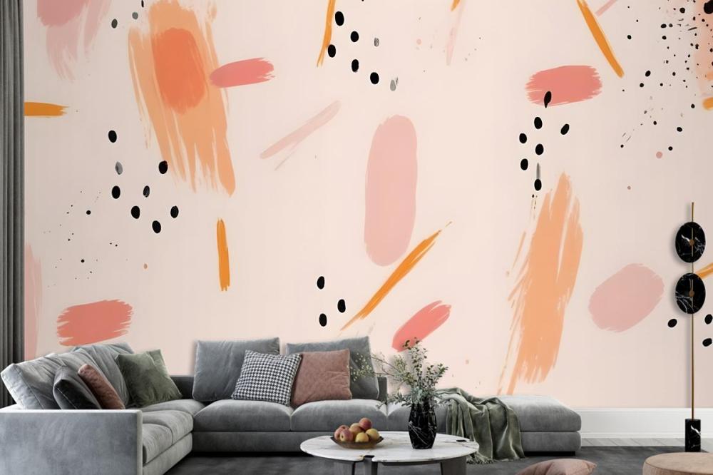 Abstract Background With Various Brush Strokes In Shades Of Wallpaper Mural
