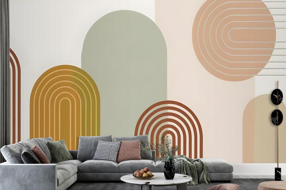 Abstract Geometric Shapes In Earthy Tones Wallpaper Mural