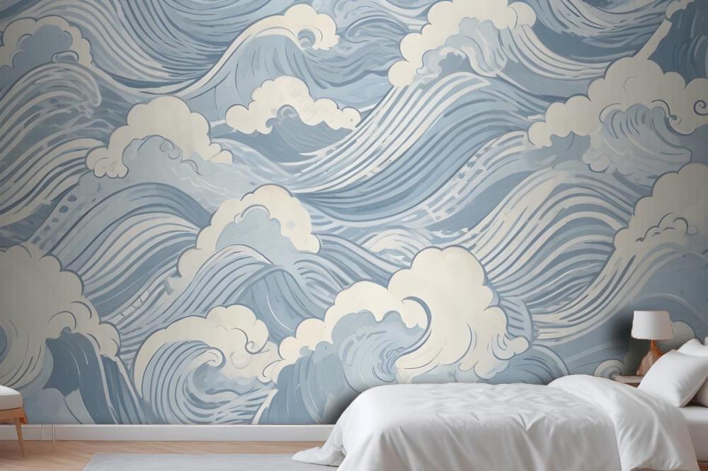 Blue Waves Wallpaper Mural