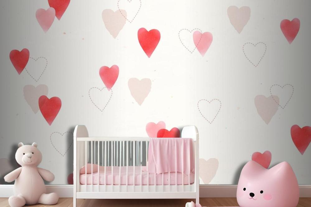 Cute Love Pattern Background Wallpaper Mural