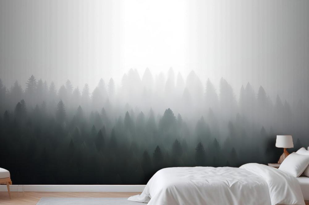 Deep Green Ombre Forest Wallpaper Mural