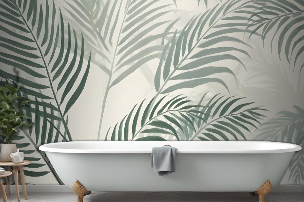 Green Palm Leaf Inky Tropical Wallpaper Mural
