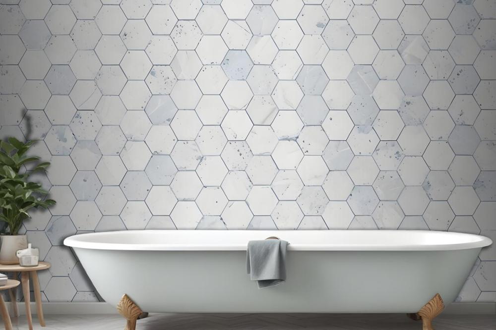 Hexagon Tile Terrazzo Pattern Wallpaper Mural