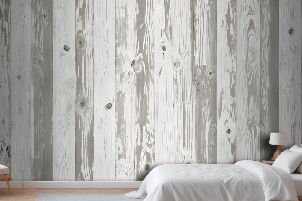 Neutral Printed Wood Panel Effect Wallpaper Mural