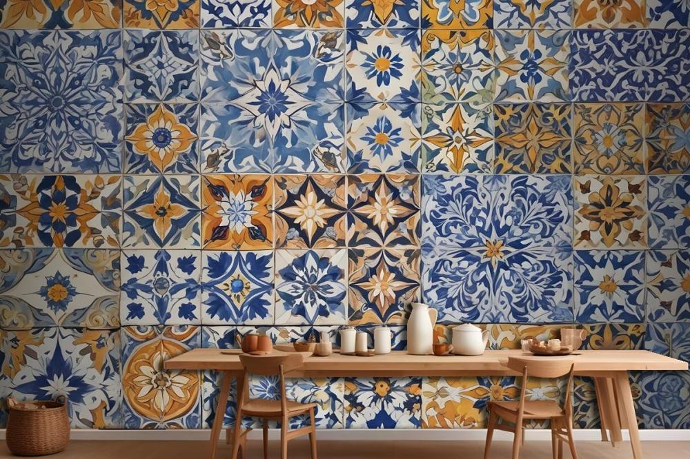 Patterned Tile Wallpaper Mural