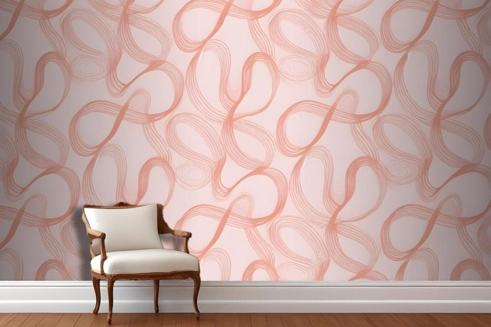 Seamless Abstract Pattern With Organic Flowing Shapes In Shades Of Pink And Peach Wallpaper Mural