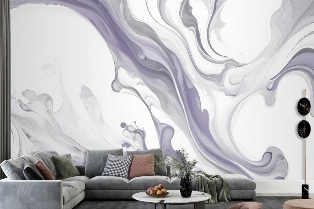 Swirling Abstract Patterns In Shades Of Gray White Organic Shapes And Textures Wallpaper Mural