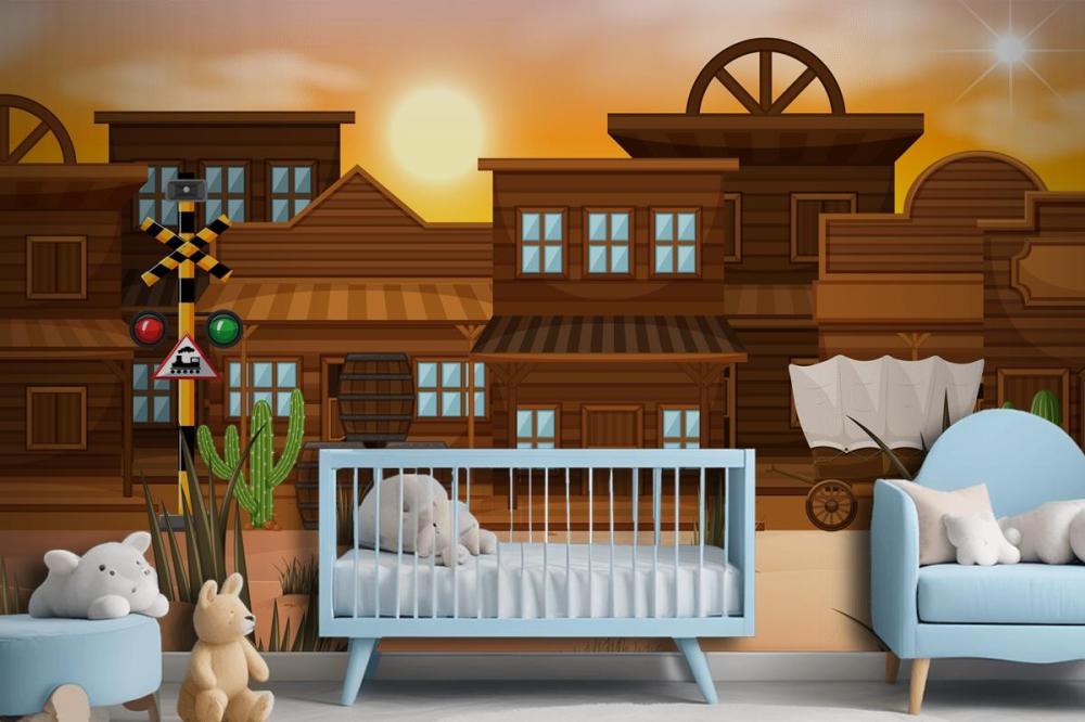 Western Desert Themed Scene In Nature Wallpaper Mural
