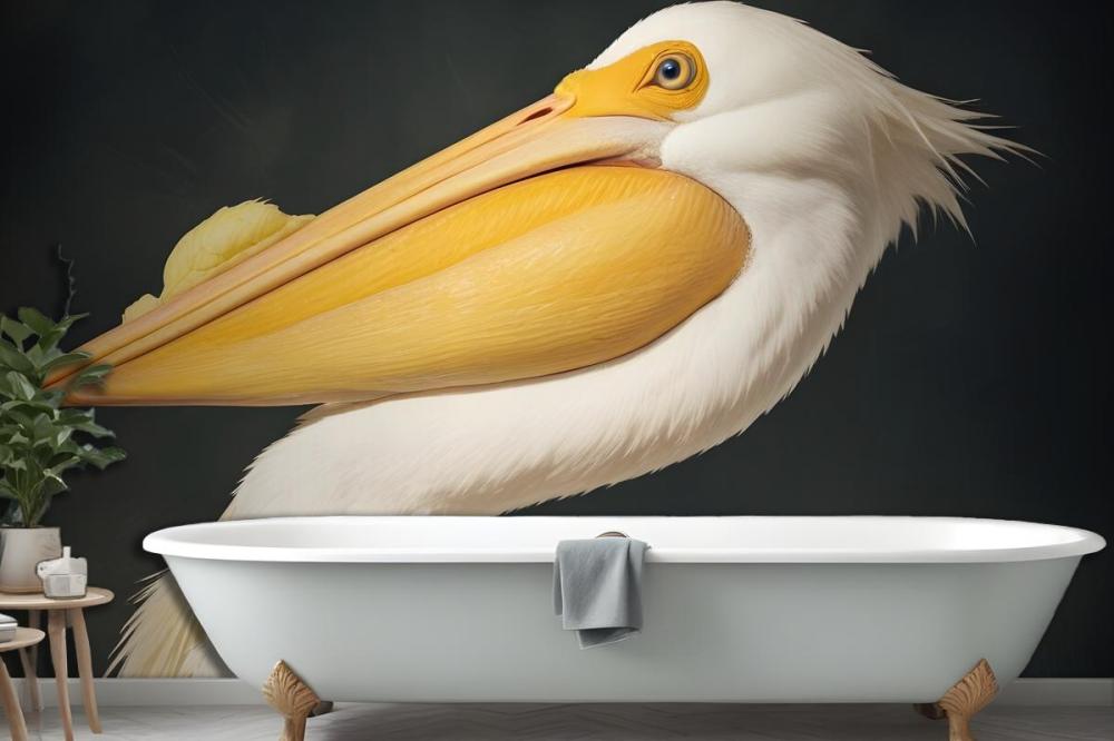 White Pelican Wallpaper Mural