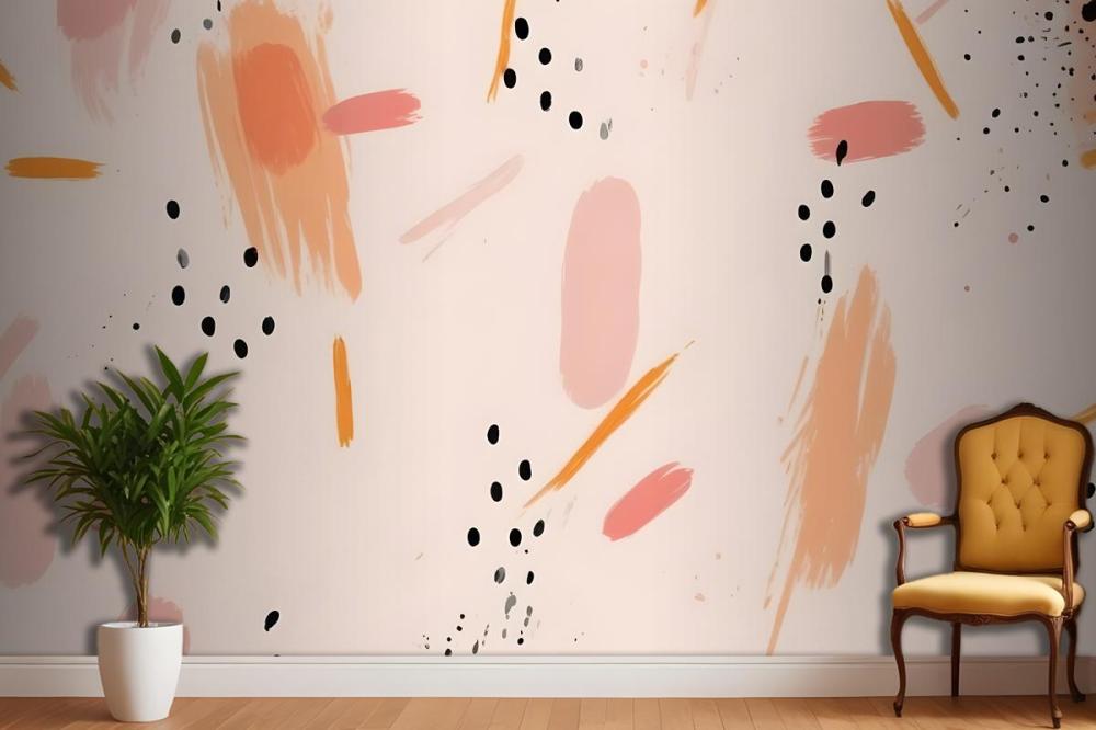 Abstract Background With Various Brush Strokes In Shades Of Wallpaper Mural