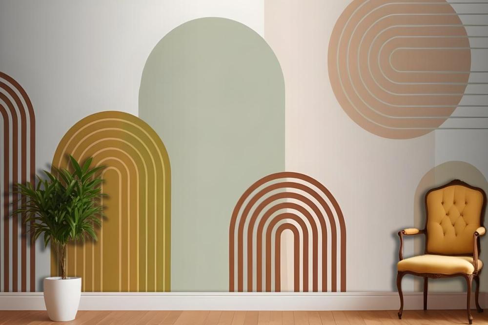 Abstract Geometric Shapes In Earthy Tones Wallpaper Mural