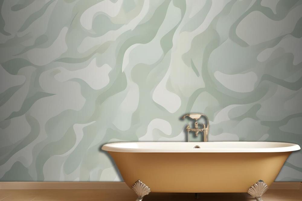 Abstract Modern Botanical Shapes Green Wallpaper Mural