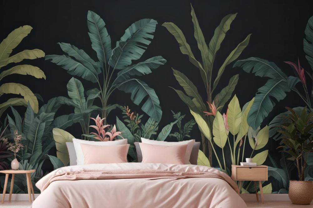 Blue & Green Dark Tropical Wall Mural