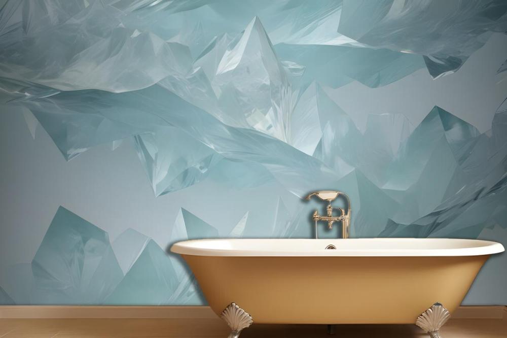 Blue Green Abstract Ocean Painting Wallpaper Mural