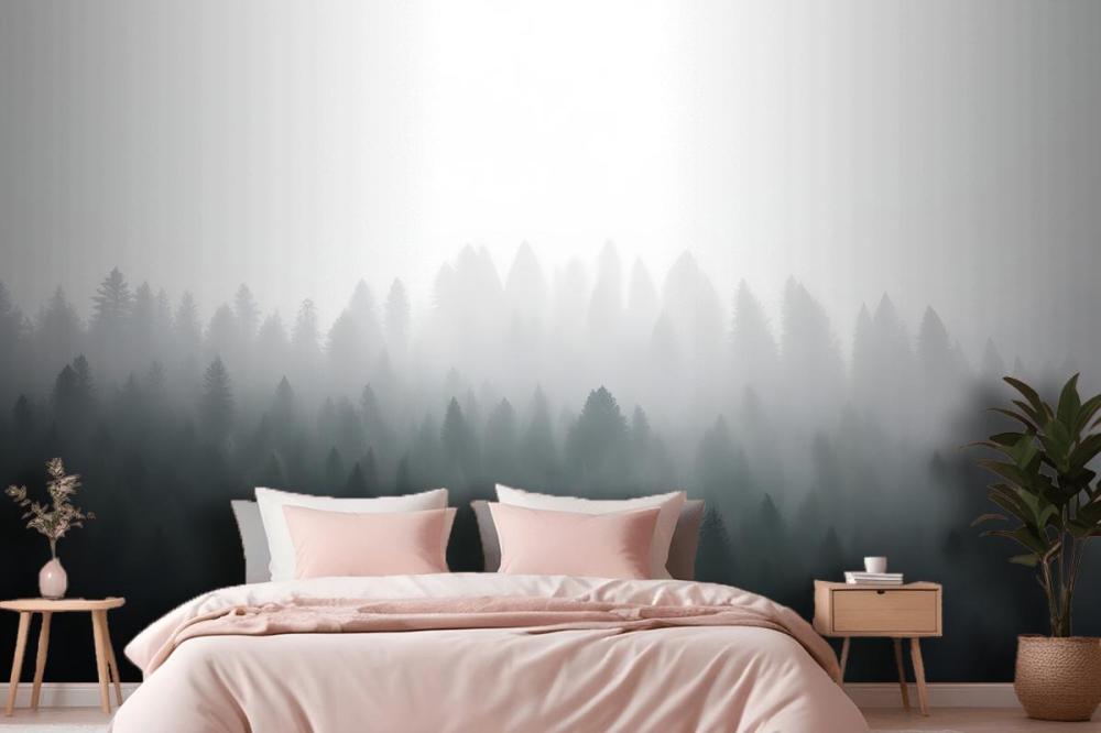 Deep Green Ombre Forest Wallpaper Mural