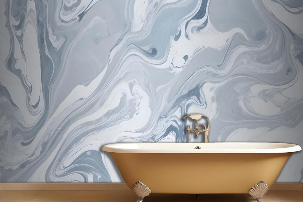 Drift Blue Marbled Wallpaper Mural