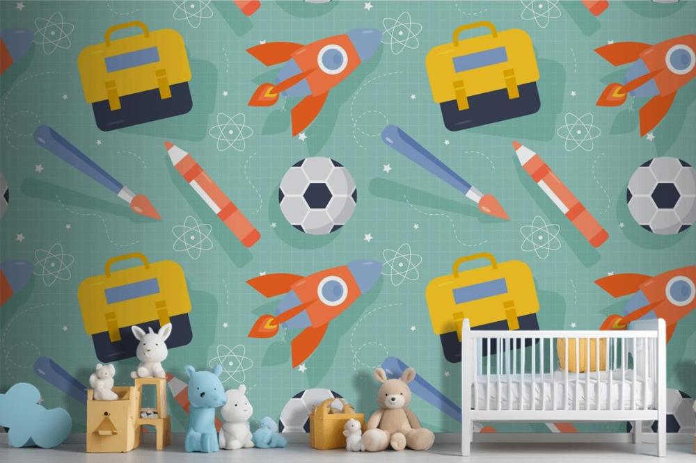 Flat Pattern Design For Back To School Wallpaper Mural