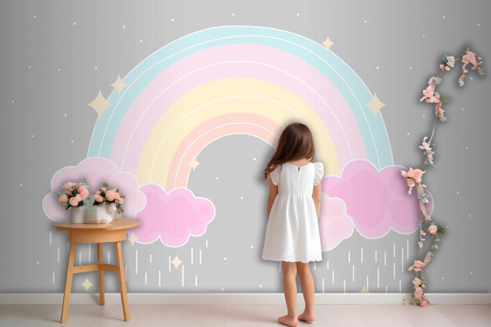 Flat Style Colorful Rainbow Wallpaper Mural