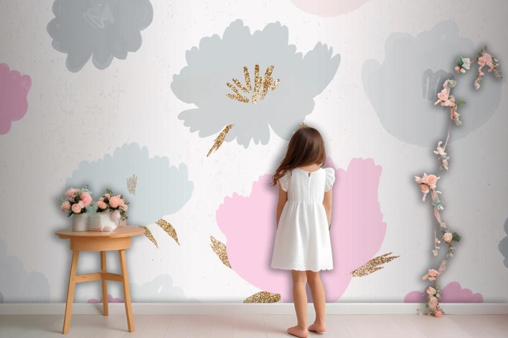 Floral Pattern Background Hand Drawn Wallpaper Mural