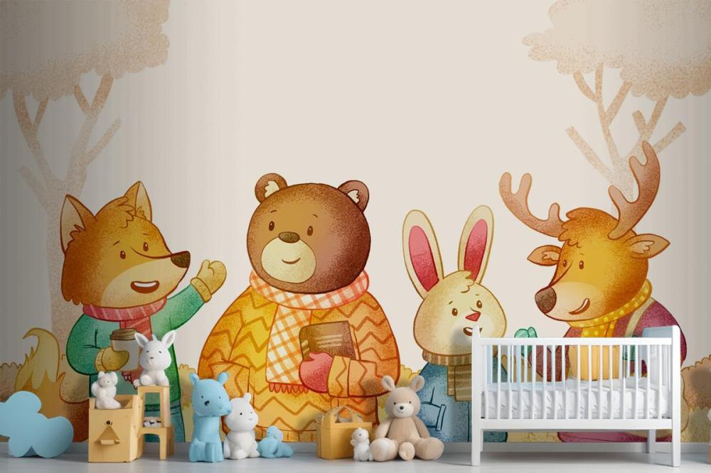 Hand Drawn Fall Season Wallpaper Mural