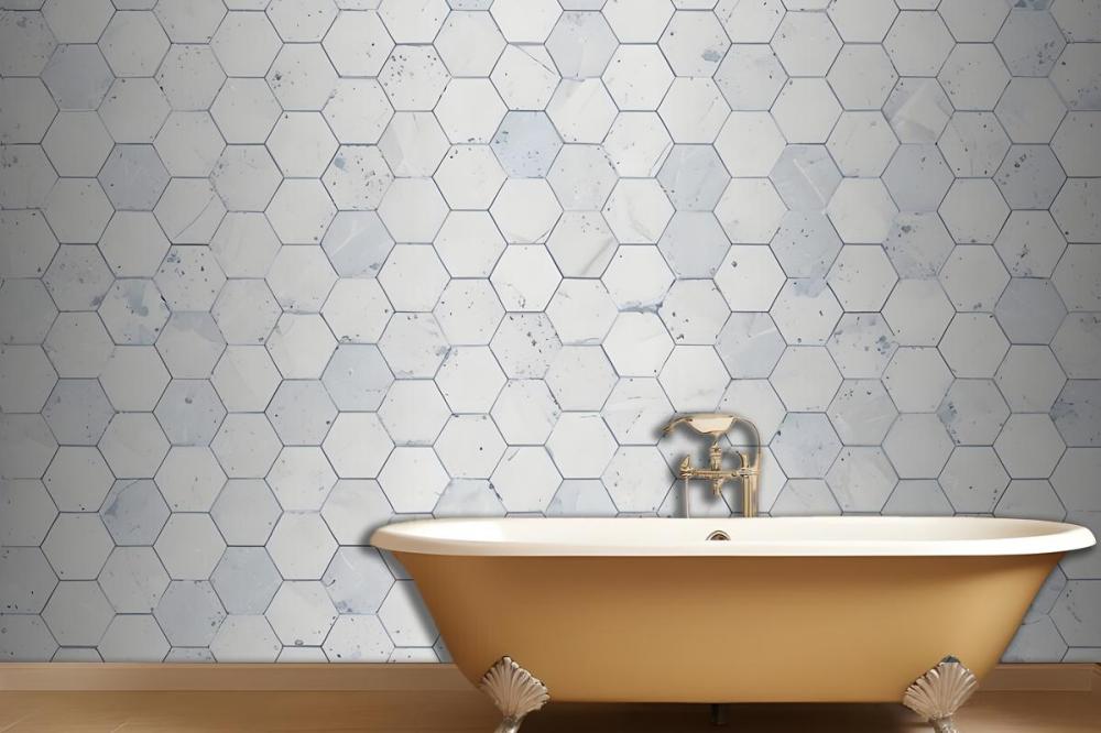 Hexagon Tile Terrazzo Pattern Wallpaper Mural