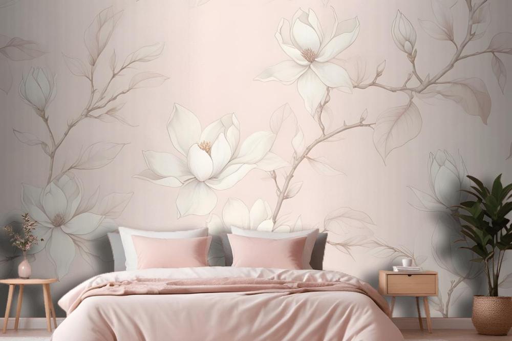 Large Hand Drawn Cherry Blossom Mural