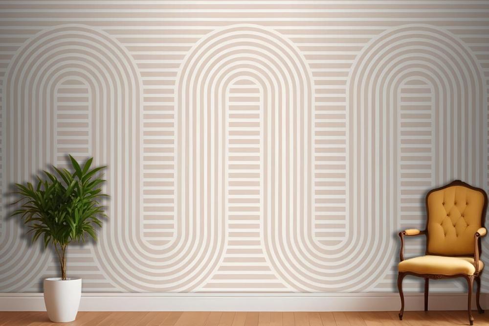 Pink Zen Garden Curves & Stripes Wallpaper Mural