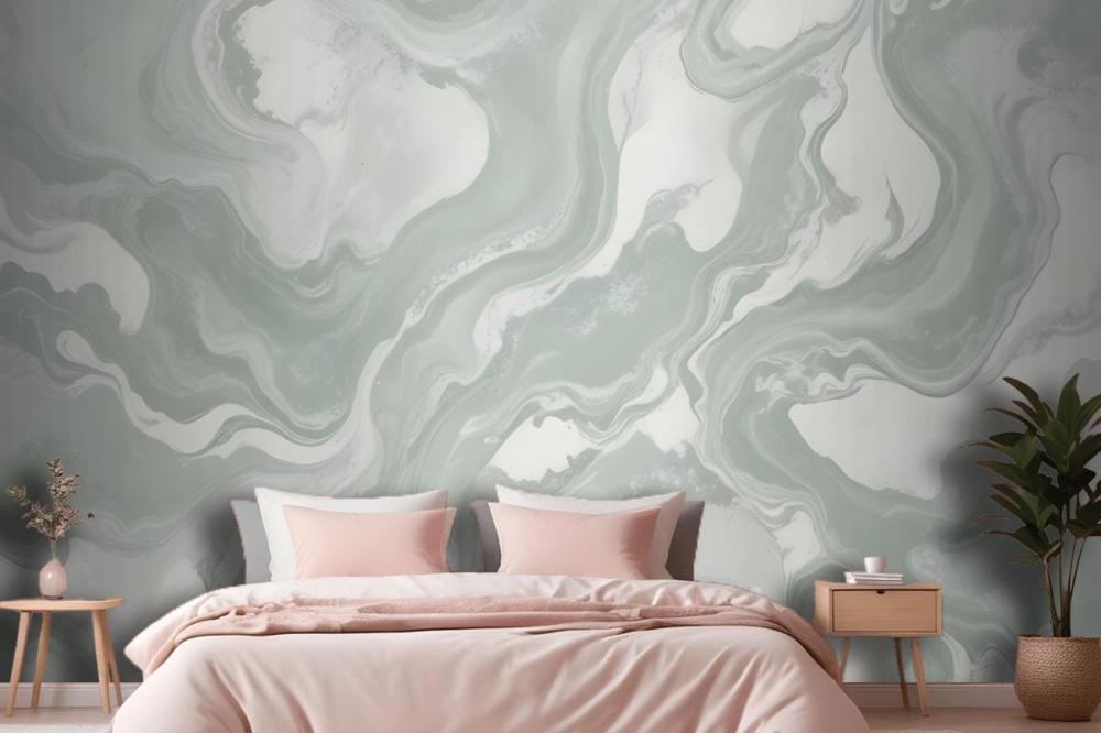 Swish Sage Marbled Wallpaper Mural