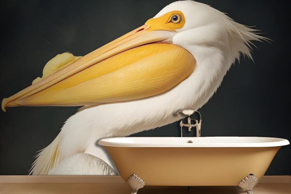 White Pelican Wallpaper Mural