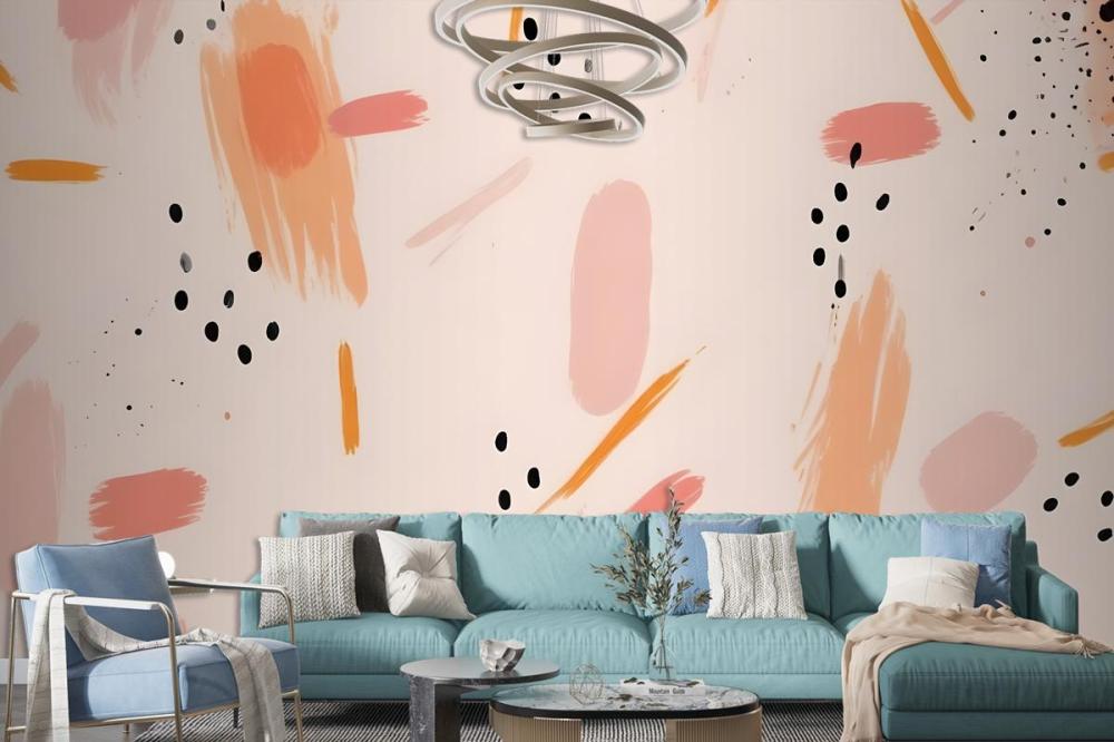 Abstract Background With Various Brush Strokes In Shades Of Wallpaper Mural