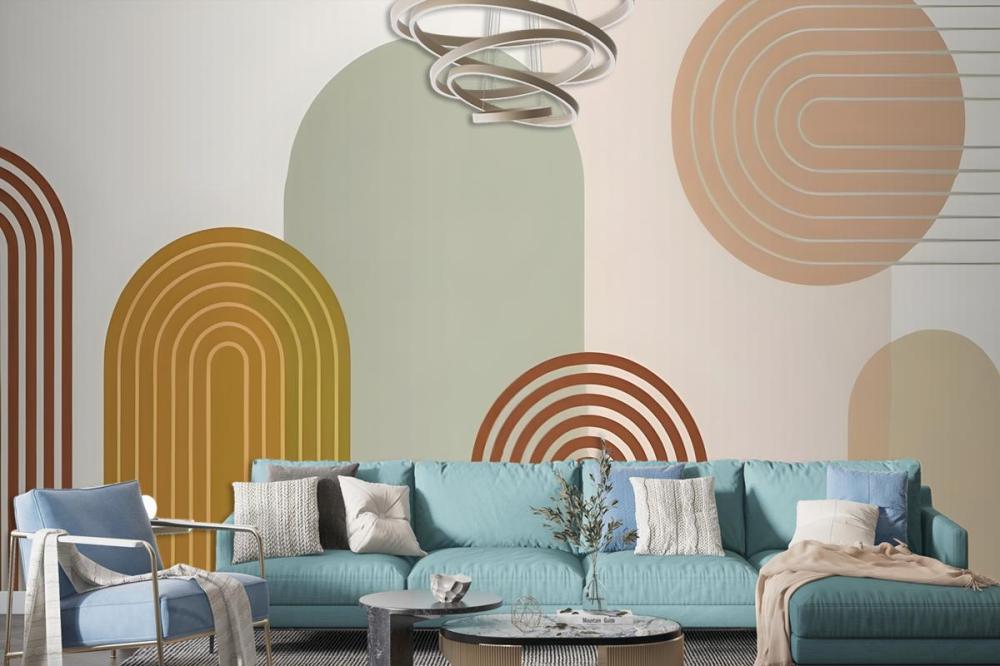 Abstract Geometric Shapes In Earthy Tones Wallpaper Mural